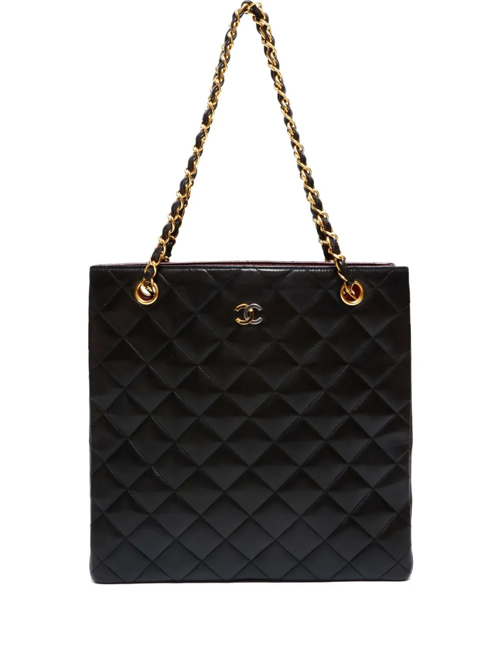 CHANEL Pre-Owned 1994-1996 matelassé chain tote bag - Black | Farfetch Global