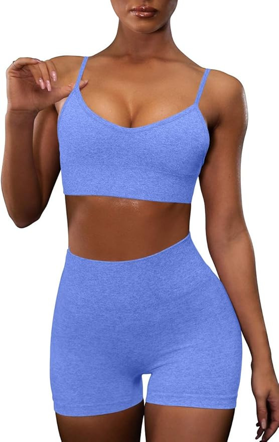 OQQ Yoga Outfit for Women Seamless 2 Piece Workout Gym High Waist Leggings with Sport Bra Set | Amazon (US)