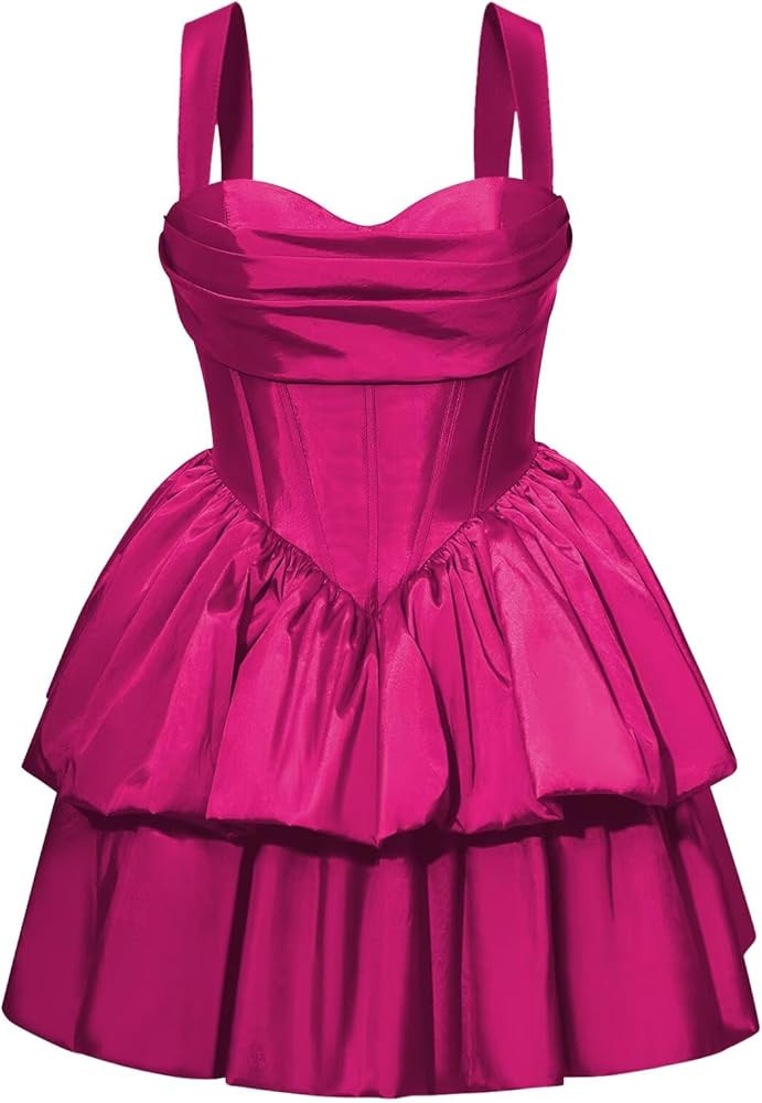 Clothfun Satin Cowl Neck Short Homecoming Dresses 2025 for Teens Flower Bubble Cocktail Dress CYN... | Amazon (US)