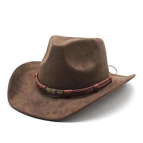 LIDHAY Cowboy Hat for Women and Men Western Cowgirl Hats Suede Cowboy Hat,Adjustable Sweatband–for Rodeo, Farming,Traveling,Outdoor Work 192 Brown | Amazon (US)