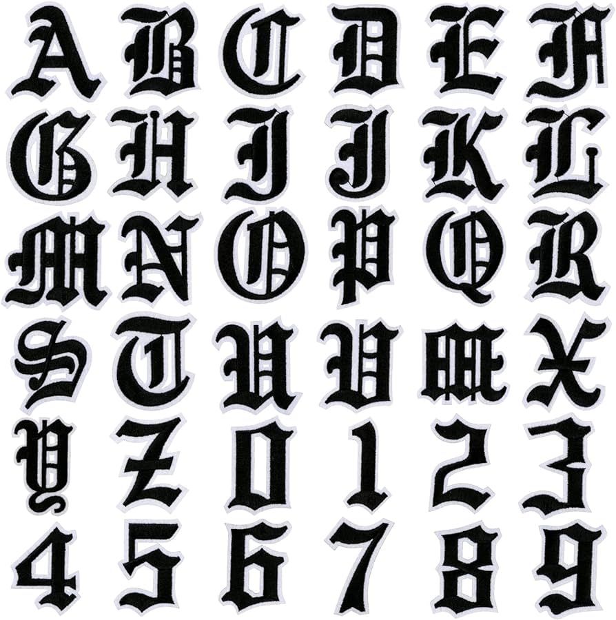 DREMISI Gothic Iron On Letters for Clothing A-Z 26 Varsity Letter Patches Old English Letters 0-9... | Amazon (US)