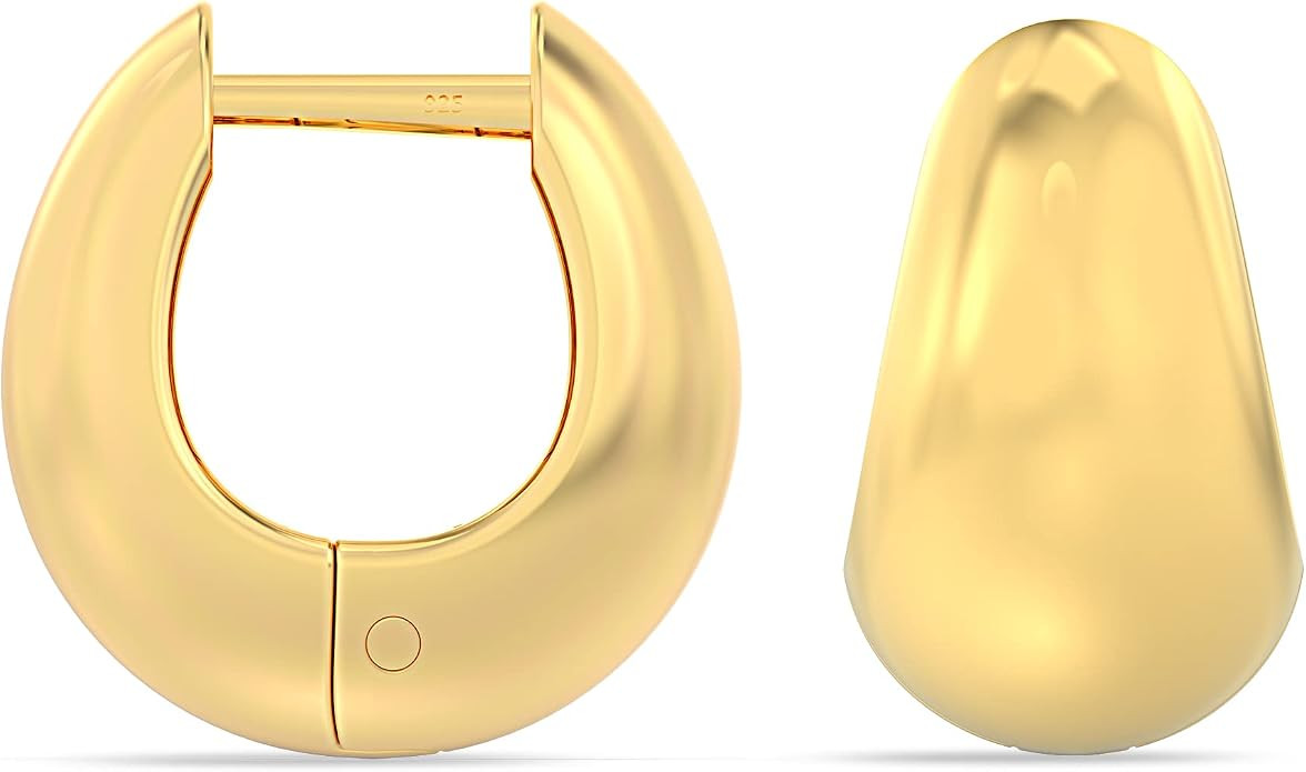 925 Sterling Silver Post Hoop Earrings for Women Teen | Lightweight Small Huggie Hoops Earring | ... | Amazon (US)