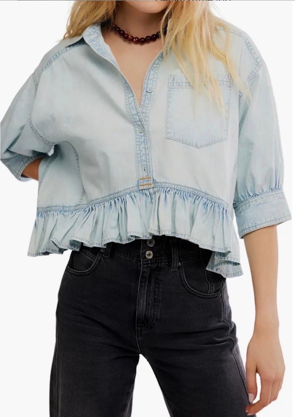 Denim ruffle top
