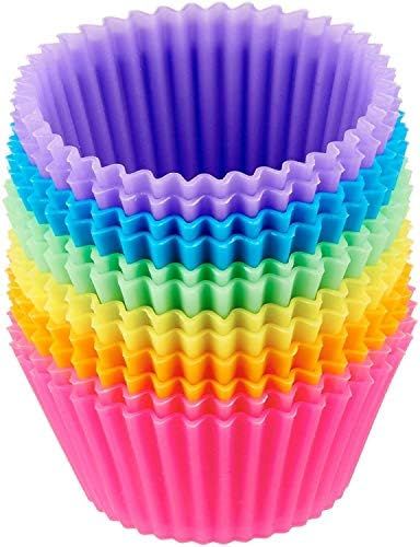 Amazon Basics Reusable Silicone Baking Cups, Muffin Liners - Pack of 12, Multicolor | Amazon (US)