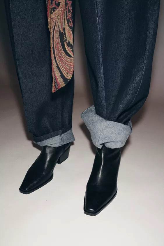 WIDE LEATHER ANKLE BOOTS | Zara US