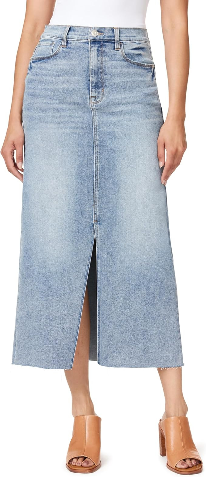 kensie Jeans for Women High Rise Frayed Hem Front Slit Maxi Jean Skirt 36-Inch, Sizes 0-12 | Amazon (US)