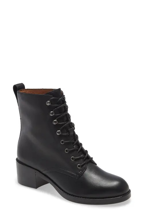 Madewell The Patti Lace-Up Boot in True Black at Nordstrom, Size 6.5 | Nordstrom