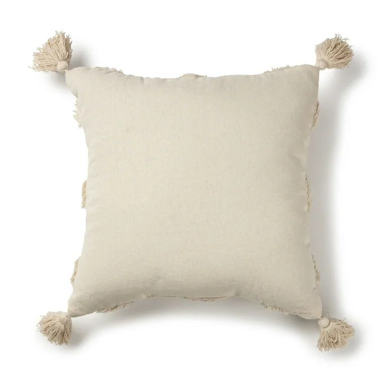 Better Homes & Gardens Tufted Trellis Decorative Square Throw Pillow, 20" x 20", Natural, Single ... | Walmart (US)