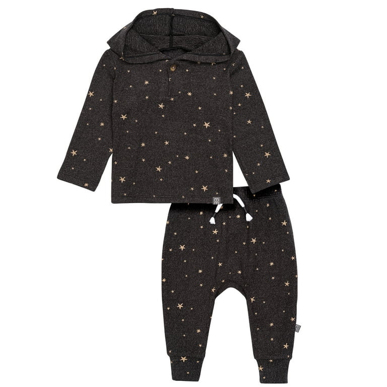 Modern Moments by Gerber Baby Boy Hooded Hacci Top and Pant Set, Sizes 0/3 Months - 24 Months | Walmart (US)