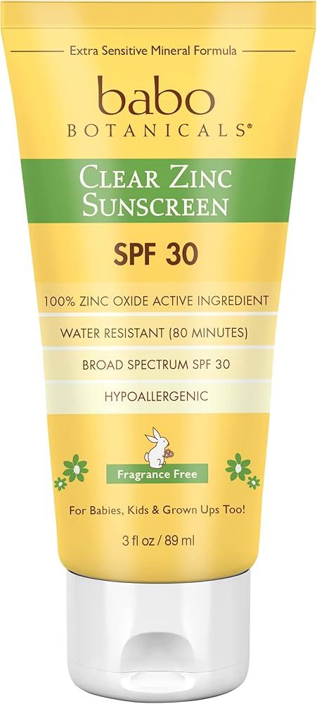 Babo Botanicals Zinc Sunscreen Lotion SPF 30 with 100% Mineral Actives, Non-Greasy, Water-Resista... | Amazon (US)