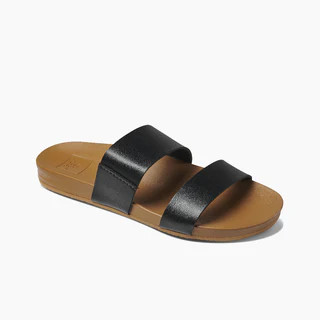Women's Cushion Vista Slides in Black/Natural | REEF® | REEF