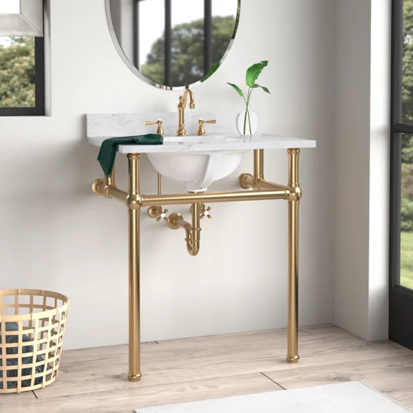 Copeland 30'' Wall Mounted Single Bathroom Vanity with Marble Top | Wayfair North America