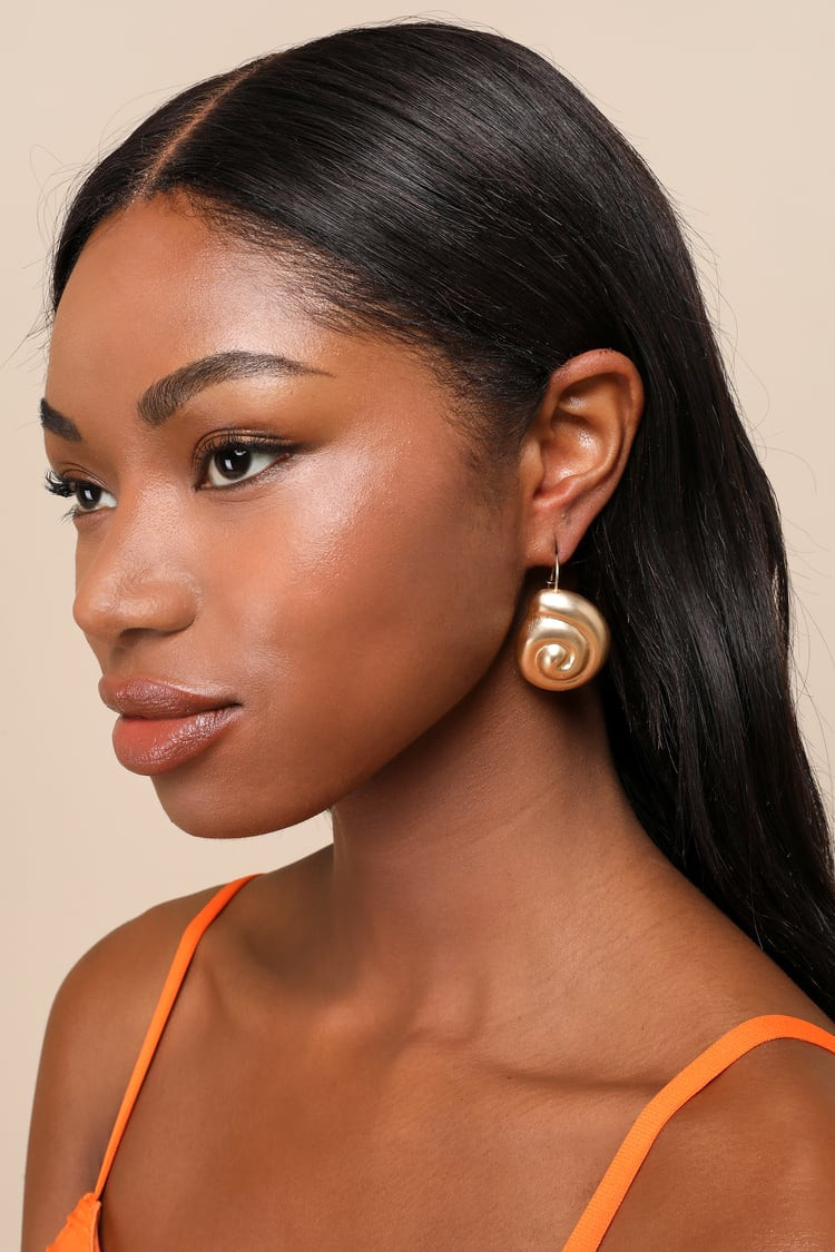 Saved by the Shell Gold Shell Statement Earrings | Lulus