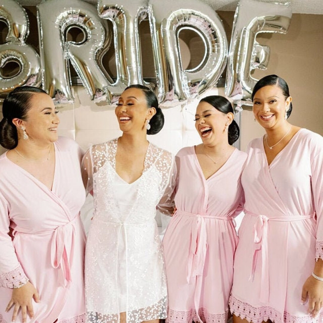 Bridesmaid Getting Ready Robes Soft With Lace, Wedding Robes Bridesmaids Bridal, Personalized Rob... | Etsy (US)