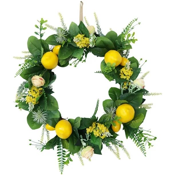 Coolmade Artificial Lemon Wreath for Front Door,Spring Fruit Wreath with Green Leaves,Peony and W... | Walmart (US)