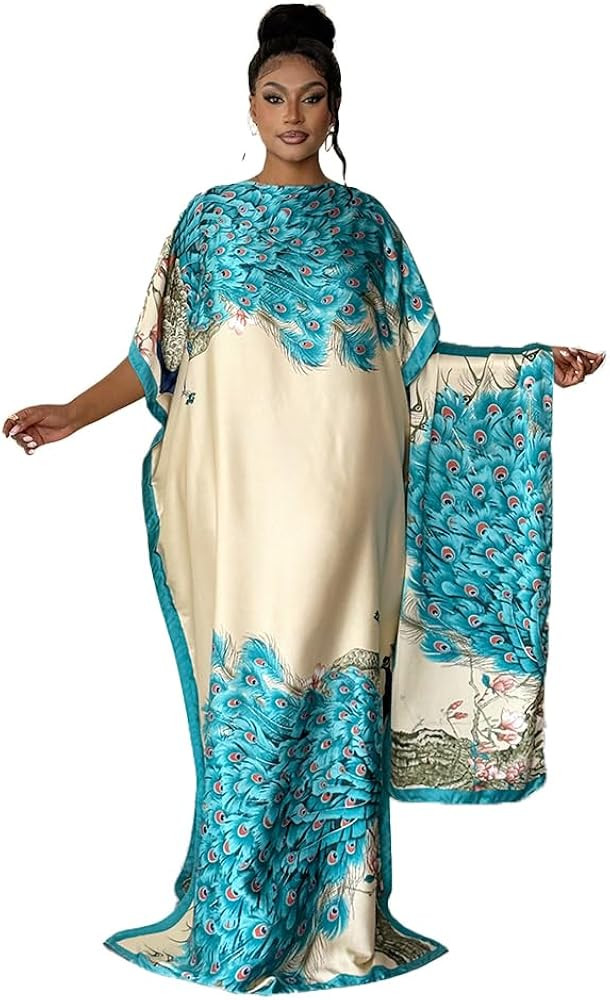 Kaftan Dresses+Scarf for Women Plus Size Bathing Suit Cover up Caftan Maxi Beach Dresses | Amazon (US)