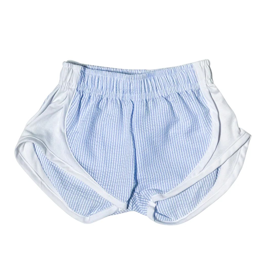 Colorworks Kids Athletic Shorts - Blue Stripe with White Sides | JoJo Mommy