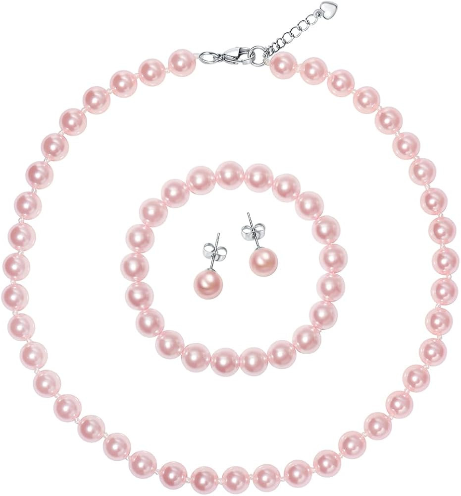 LZMEI 8mm Multiple Colors Faux Hand Knotted Glass Imitation Pearls Beads Necklace Earring Bracele... | Amazon (US)