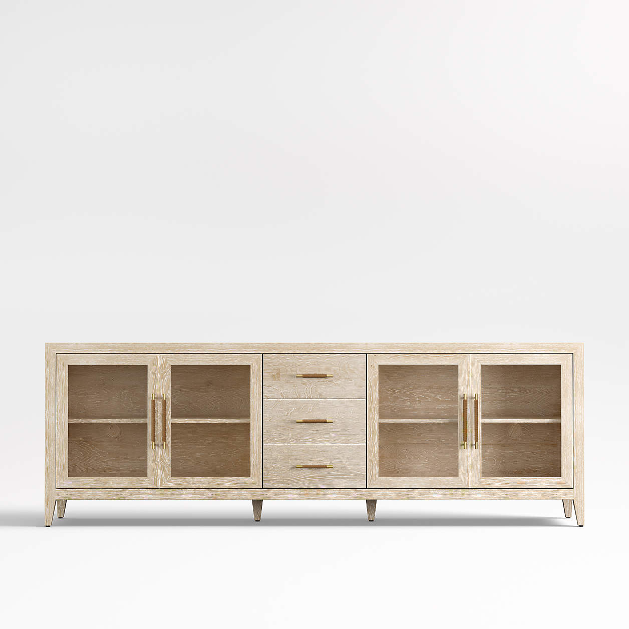 Clairemont 89" Natural Wood Storage Media Console + Reviews | Crate & Barrel | Crate & Barrel