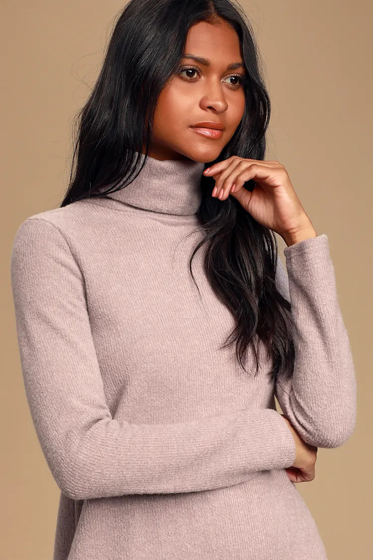 Alaina Dusty Lavender Long Sleeve Turtleneck Sweater Dress | Lulus (US)