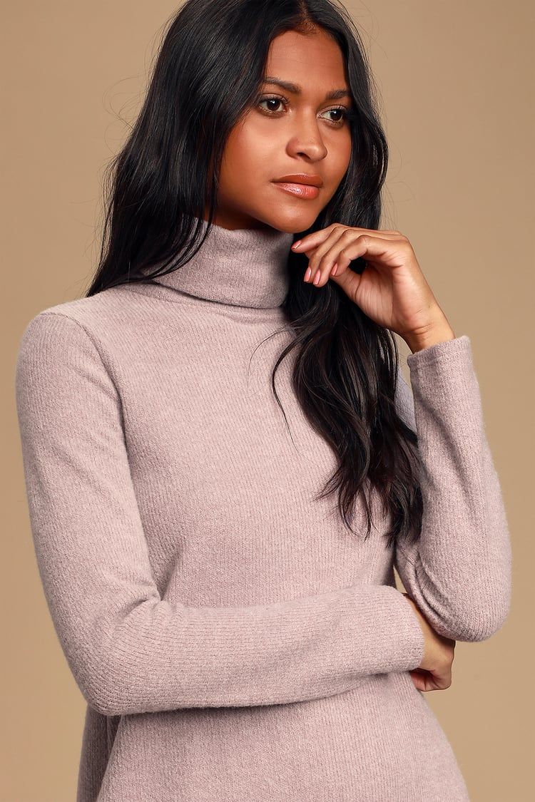 Alaina Dusty Lavender Long Sleeve Turtleneck Sweater Dress | Lulus (US)