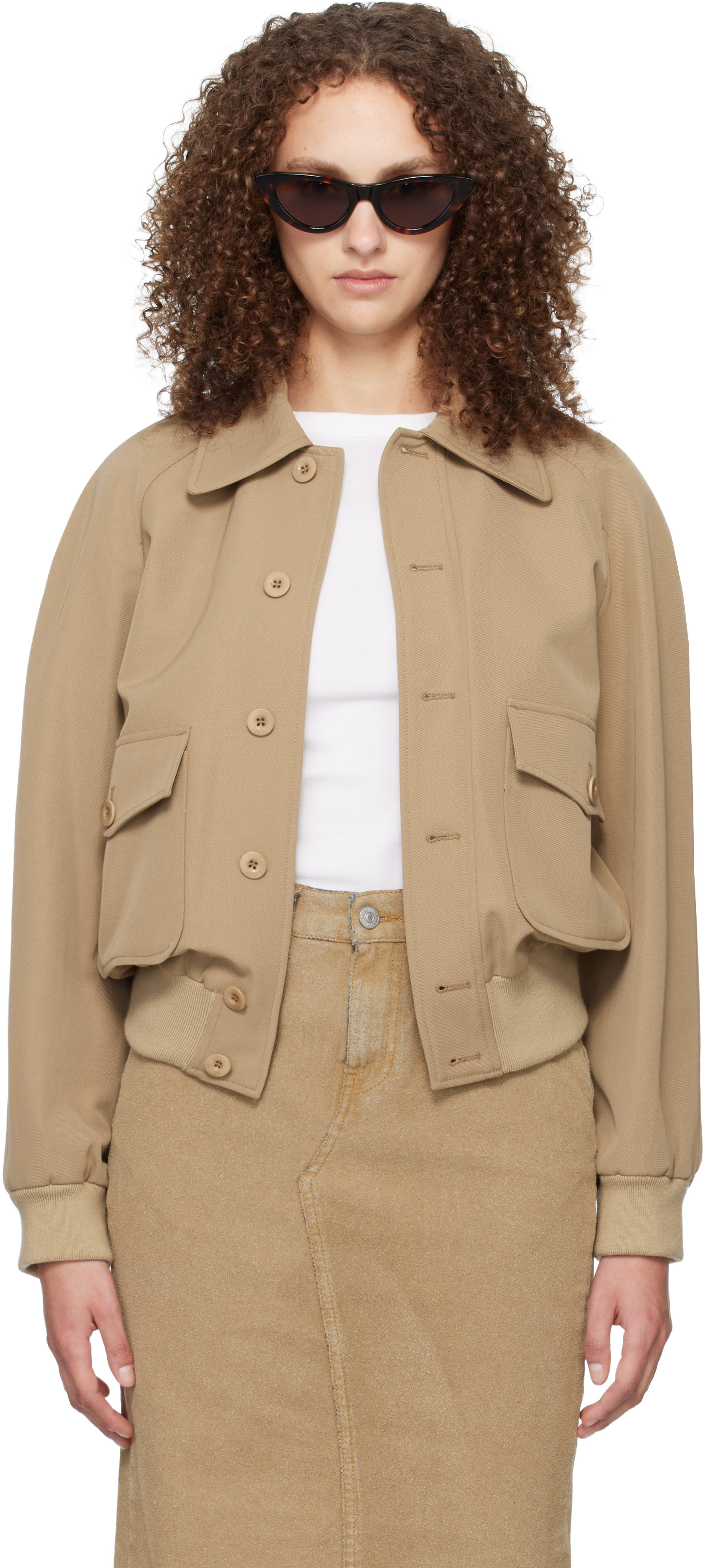 A.P.C. Beige Raglan Bomber Jacket | SSENSE