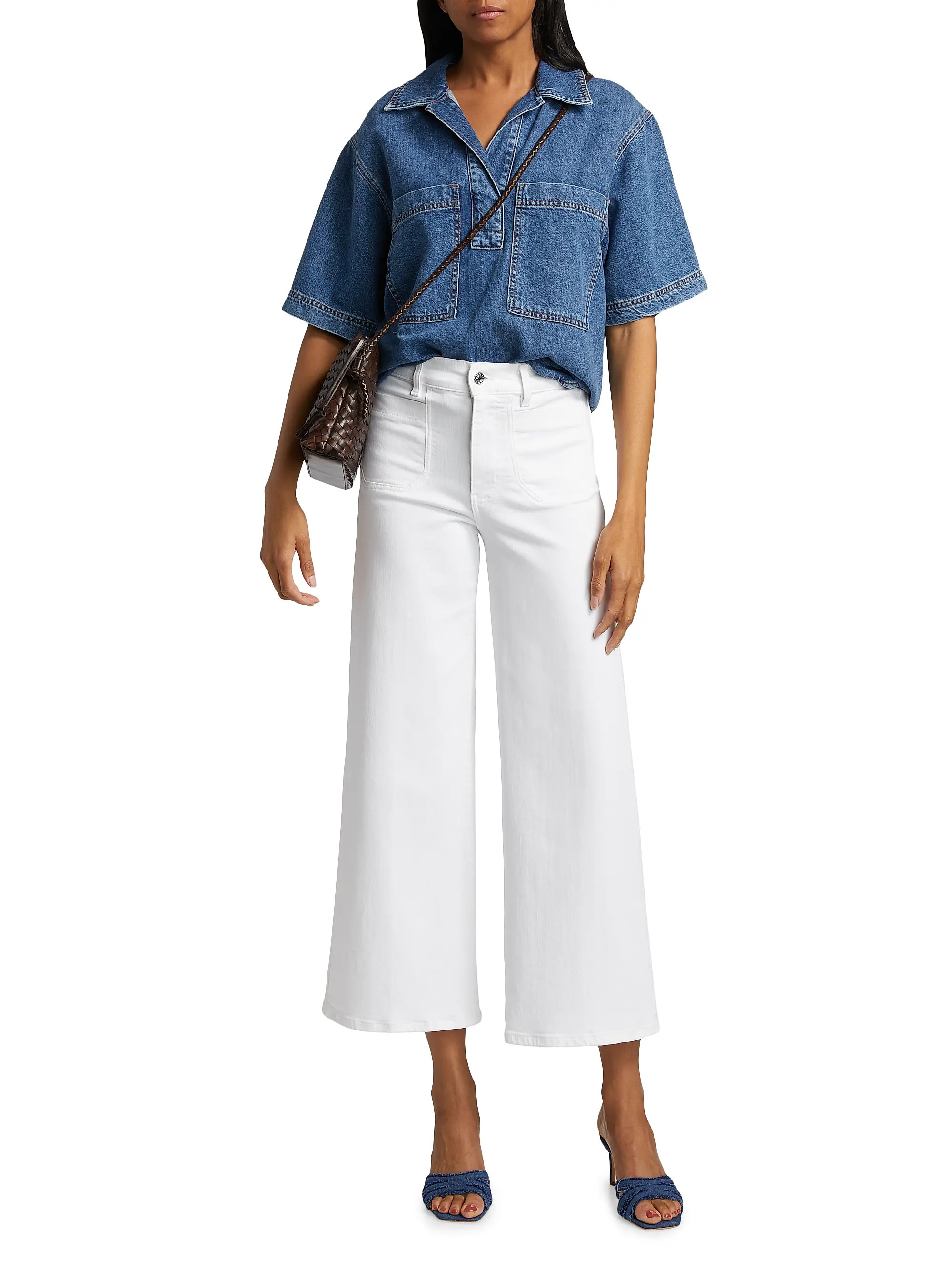 FRAME Le Slim High-Rise Flared Cropped Jeans | Saks Fifth Avenue | Saks Fifth Avenue