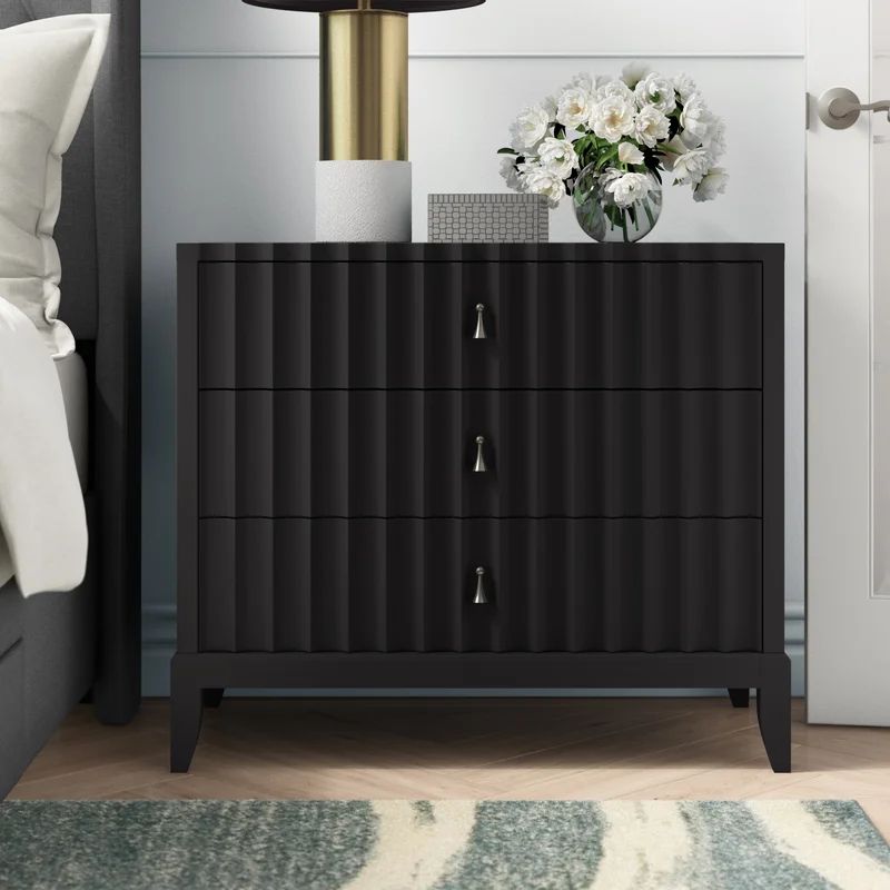 Dashna 3 - Drawer Nightstand in Black Tie | Wayfair Professional