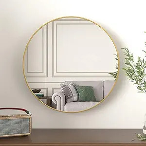 Beauty4U 16" Wall Circle Mirror for Bathroom, Wall , 16 inch Hanging Round Small Mirror for Livin... | Amazon (US)