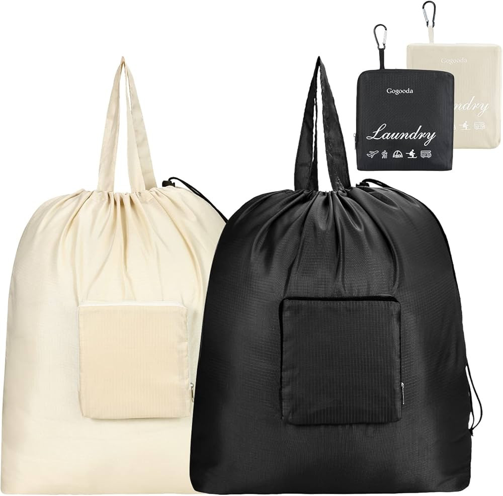 GOGOODA Travel Laundry Bags with Drawstring Closure XL Large Foldable Dirty Clothes bags with Han... | Amazon (US)