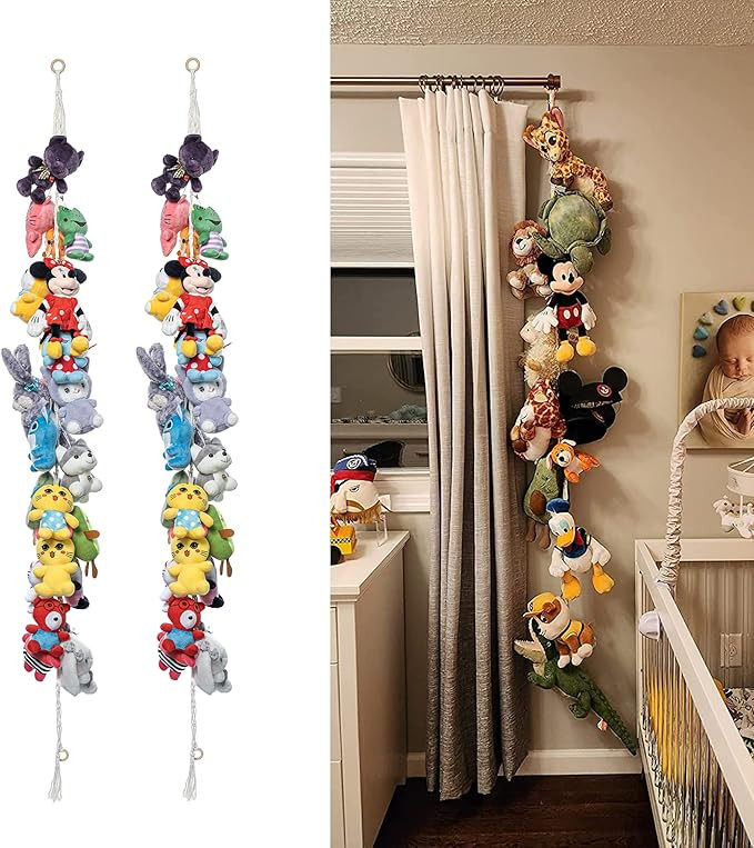LONCHDAN 2PCS 80" Stuffed Animals Storage Chain With 40 Clips Organizers, Cotton Hanging Storage ... | Amazon (CA)