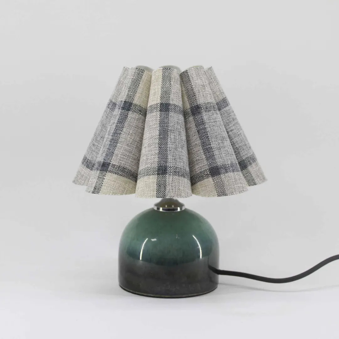 Handmade Scallop Blue Plaid Fabric Table Lamp with Ceramic Base for home decor-104# | Etsy (US)