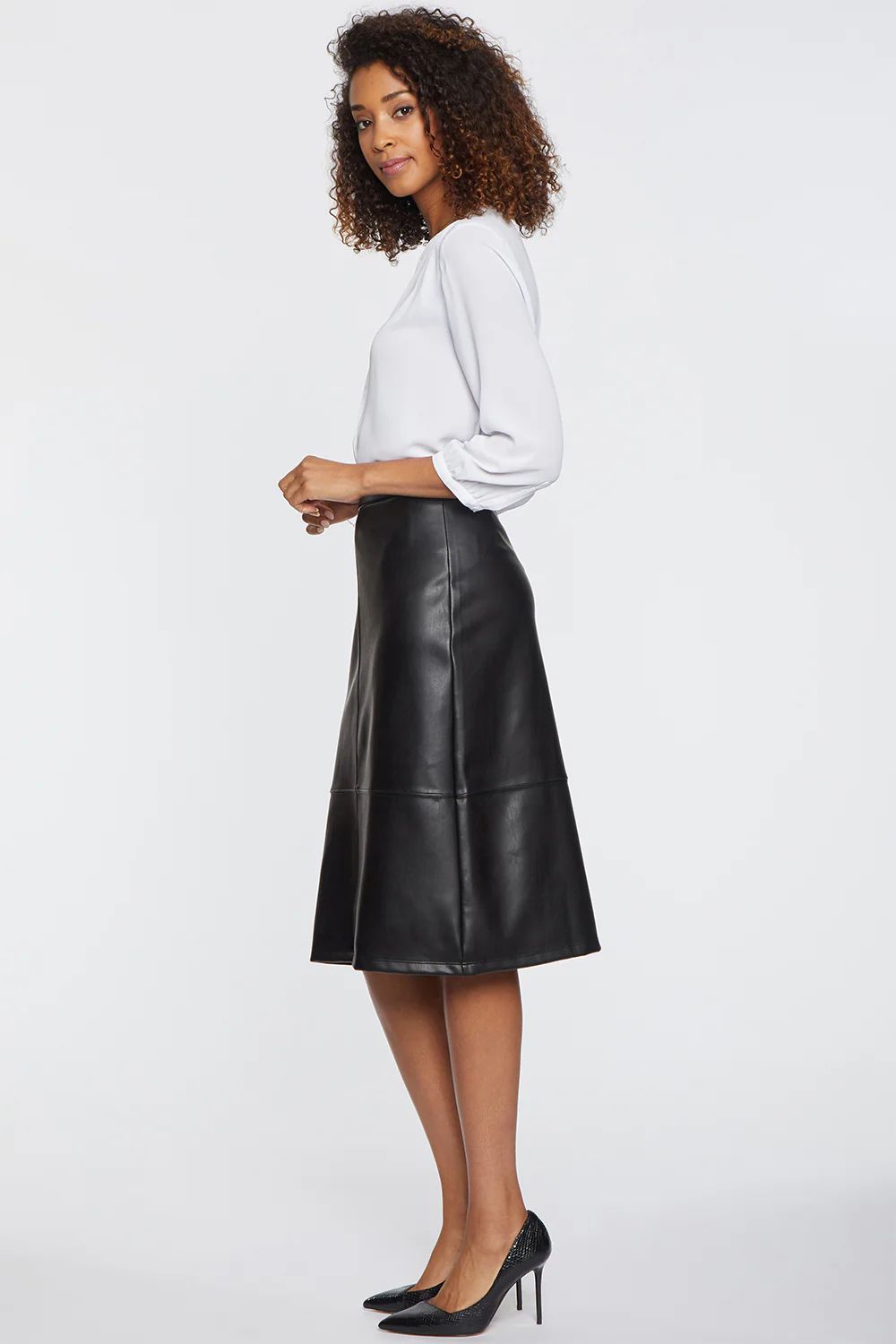 Faux Leather A-Line Skirt - Black | NYDJ