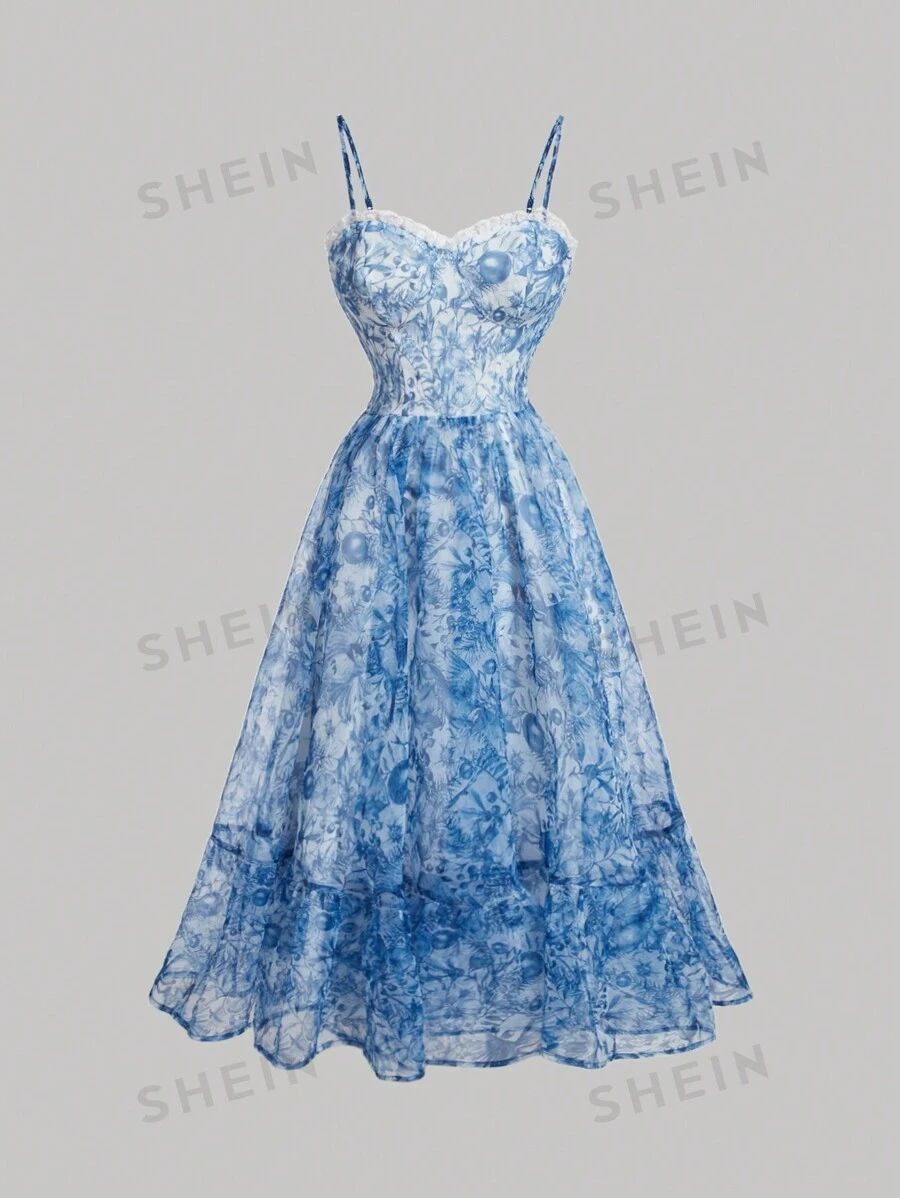 SHEIN MOD Women's Floral Print Spaghetti Strap Dress | SHEIN