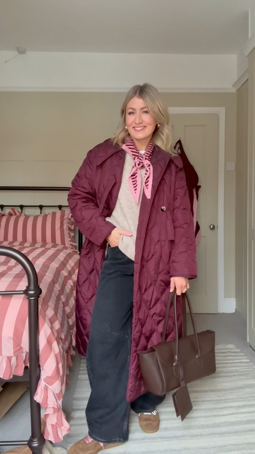 Dressing gown: Hommey, size small
Jeans: ASOS, size 8
T-shirt & bra: ASOS, size M & S 
Jumper: Arket, size S
Neck scarf: TBCO
Coat: Ganni via The Outnet, size 10
Socks: Anthropologie
Trainers & bag: Meraki.ge
Necklaces: House of Colette, Mikaela Lyons & Vistana Jewellery




#LTKstyletip #LTKwinter #LTKuk