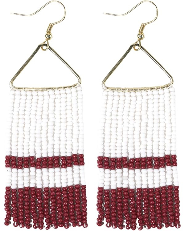 INK+ALLOY Game Day Earrings for Women, Beaded Fringe Earrings for Football Gameday Outfits, Handm... | Amazon (US)