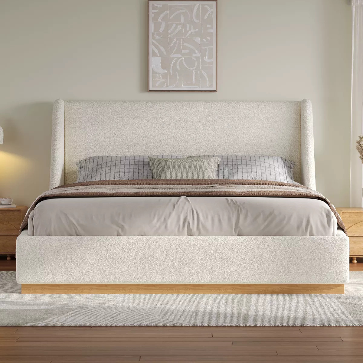Christopher Knight Home Marje Modern Rubber Wood Upholstered Platform Bed with Wingback Design, W... | Target