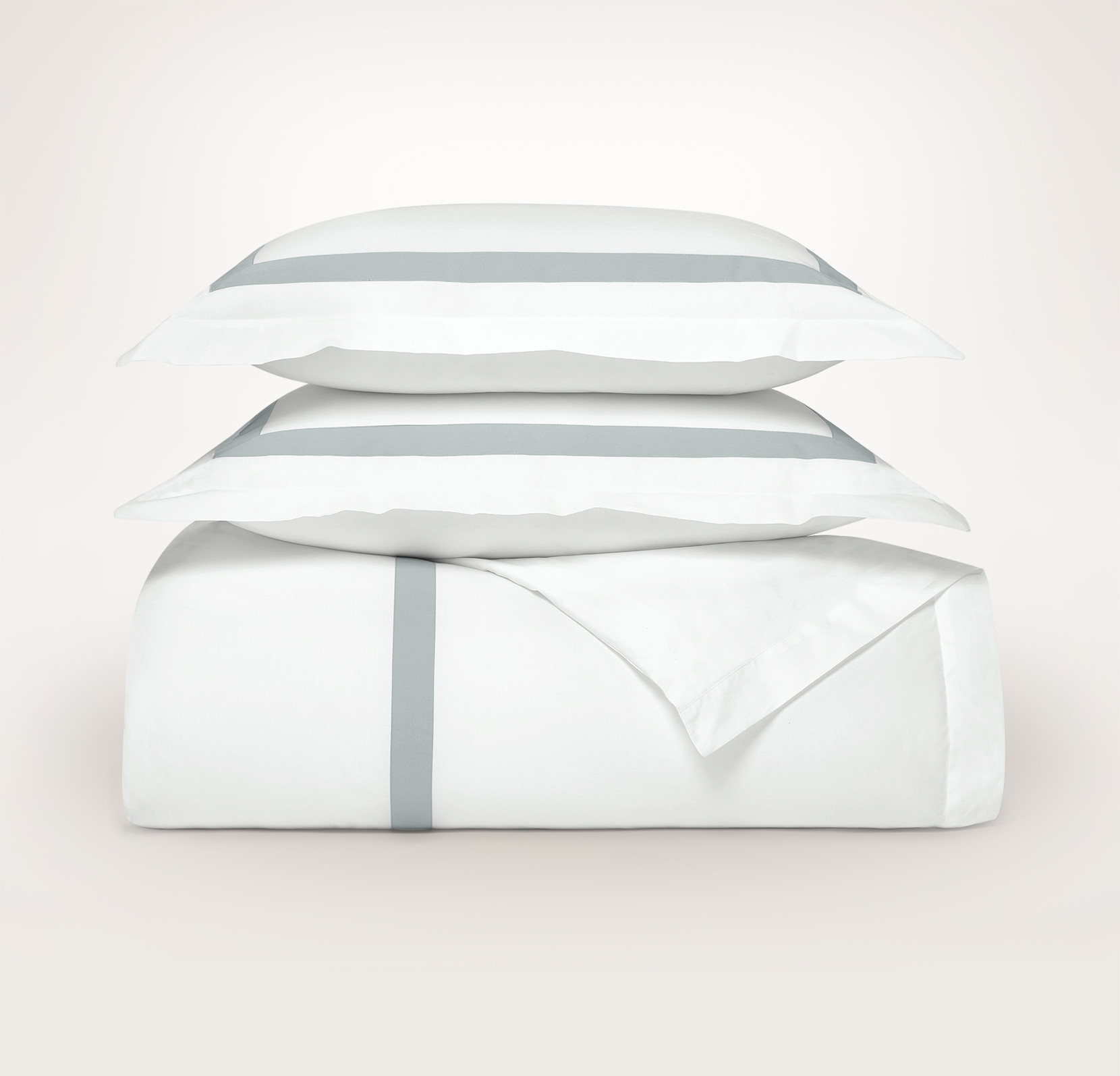 White/Shore Percale Banded Duvet Set | Boll & Branch