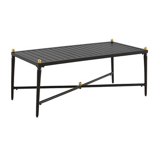 Asher Coffee Table with Antique Brass Finials & Weather-Resistant Aluminum Frame | Ballard Designs, Inc.