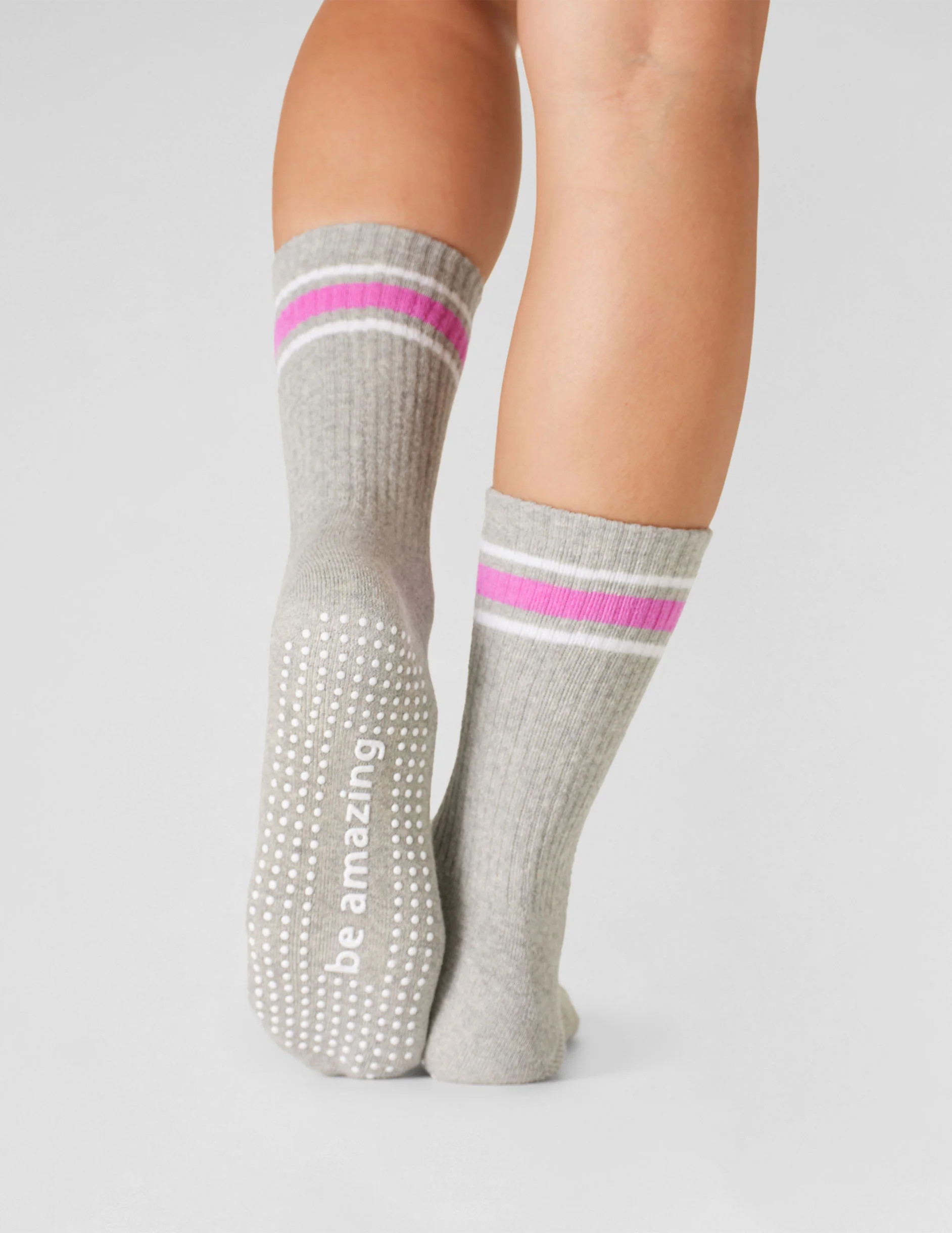 Sticky Be Happy Womens Crew Grip Socks | Beyond Yoga | Beyond Yoga