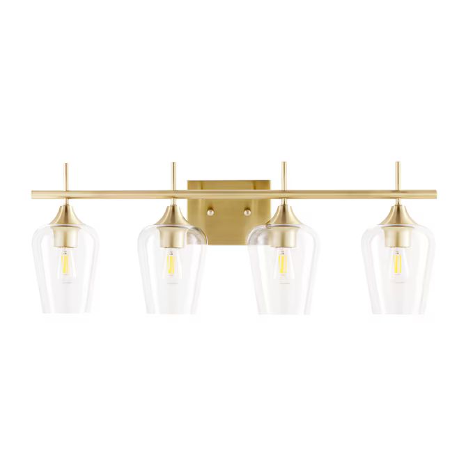 CO-Z  29-in 4-Light Antique Brass LED Modern/Contemporary Vanity Light | Lowe's