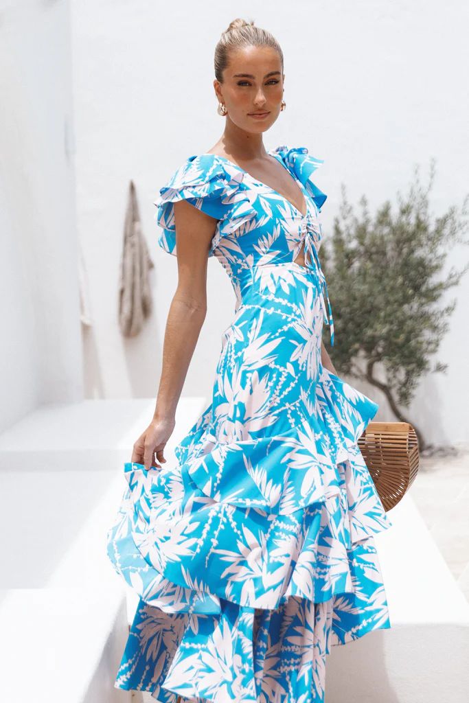 Flick Tiered Maxi Dress - Blue Floral | Petal & Pup (US)