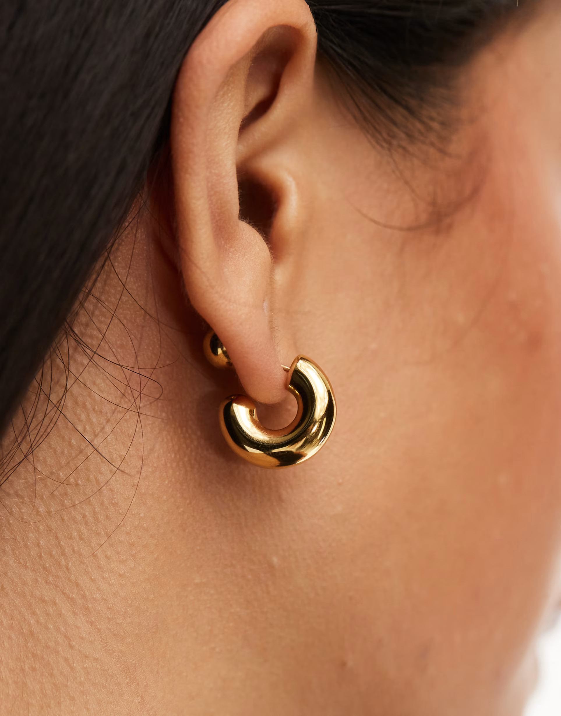 ALDO stainless steel chunky hoop earrings with ball back in gold | ASOS | ASOS (Global)