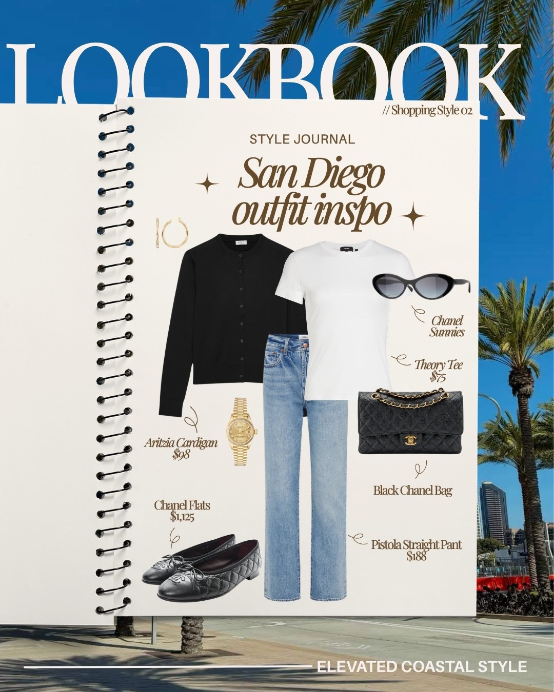 Styling Jess for San Diego 
Shopping Style 02

Pistola pants
Theory white t-shirt
Aritzia Cardigan
Chanel sunglasses
Chanel ballet flats
Chanel bag

Shopping style, travel style, jeans, vacation styling, Aritzia, cardigan, white tee, Vince, theory, pistola, good American, denim, flats, bag, sunnies

#LTKTravel #LTKootd #LTKPetite