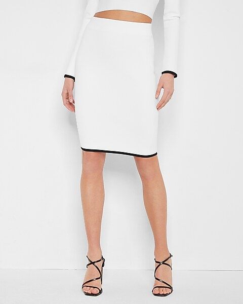 Body Contour Contrast Tipped Sweater Pencil Skirt | Express