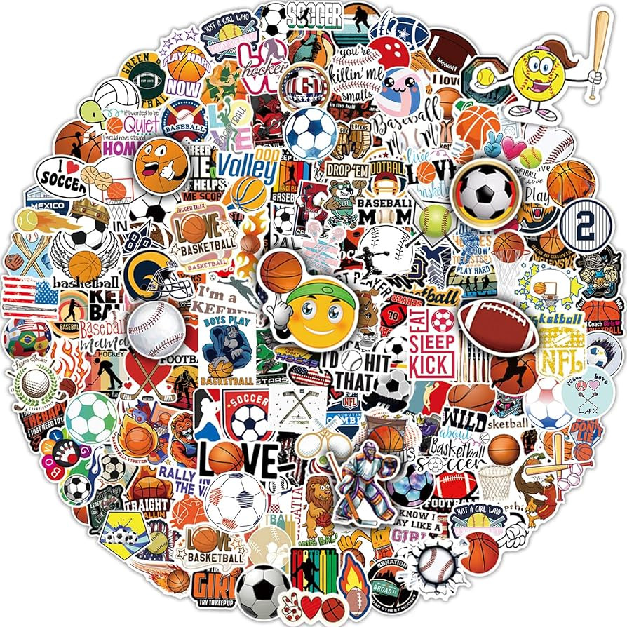 300 Pcs Sport Stickers for Kids, Water Bottle Stickers, Cute Vinyl Waterproof Hydroflask Phone Sk... | Amazon (US)
