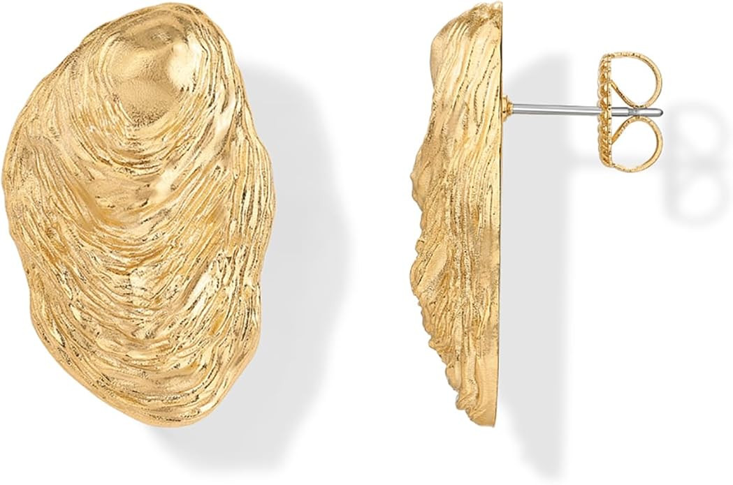 PAVOI 14K Gold Plated Chunky Sea Shell Earrings for Women - Statement Coastal Seashell Stud Earri... | Amazon (US)