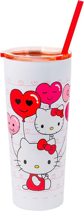 Silver Buffalo Hello Kitty Globos de Corazón Vaso Térmico de Acero Inoxidable de Doble Pared co... | Amazon (US)