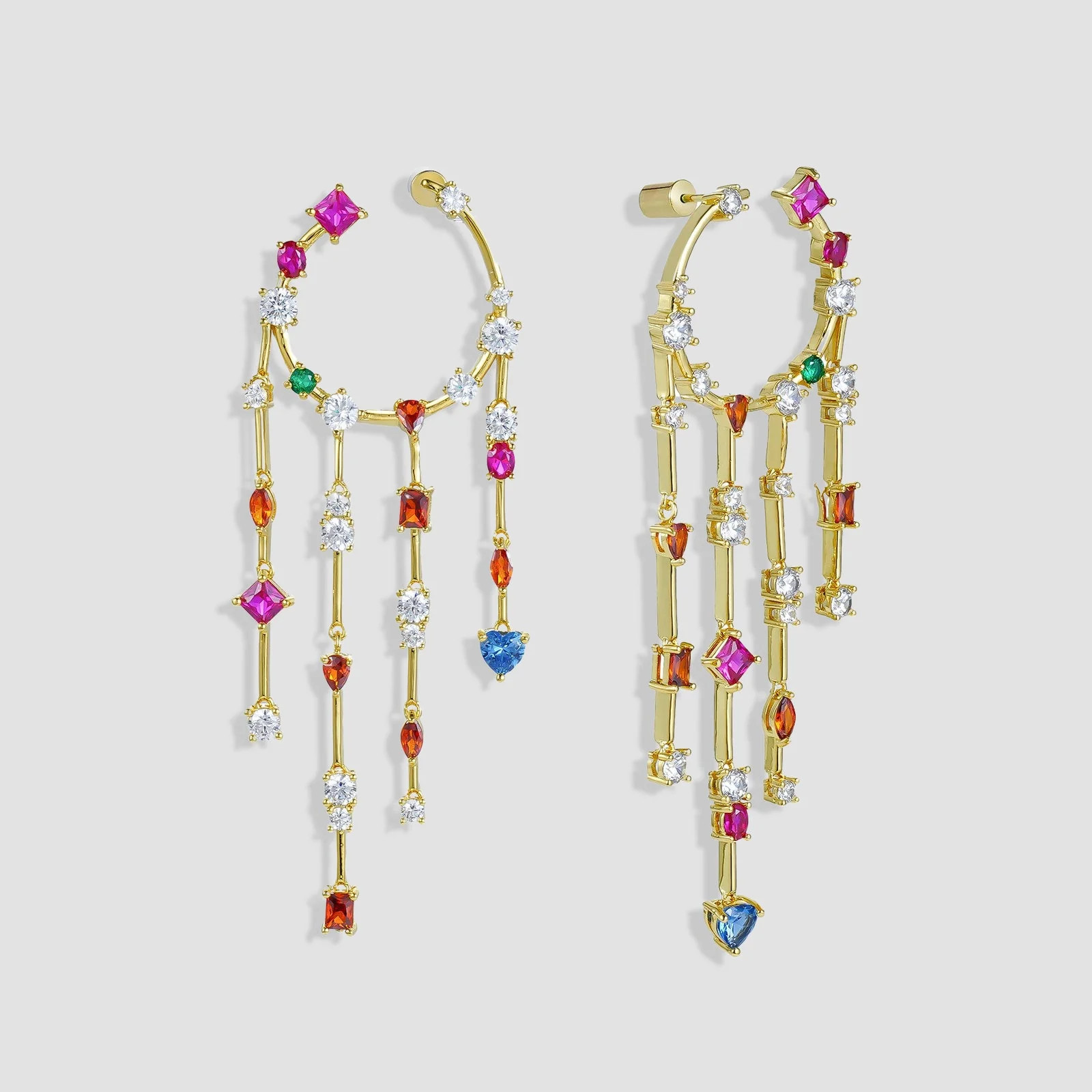 Noemie Open Hoop Dangling Earrings | BONHEUR JEWELRY
