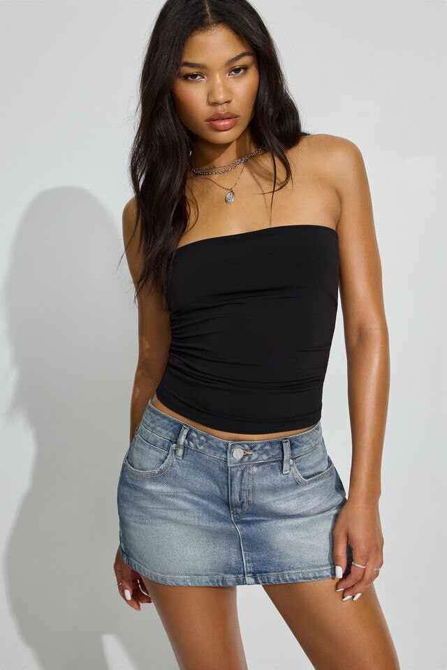 Silver Denim Micro Skort | Garage Clothing